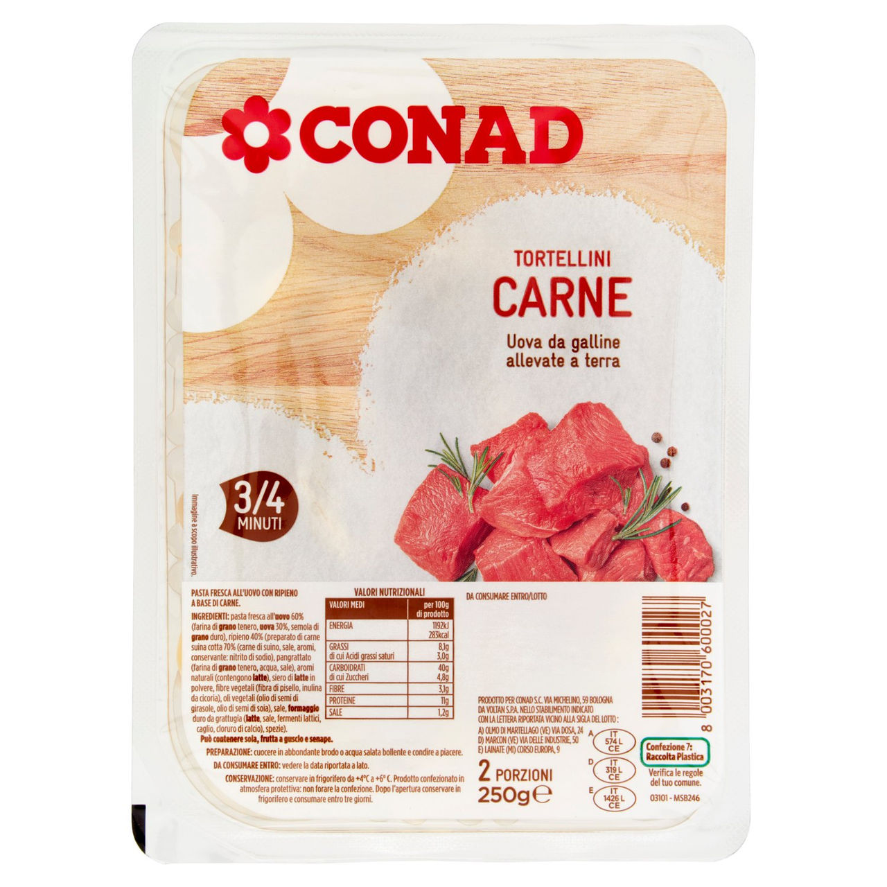 Tortellini Surgelati con Carne g.250 Conad online
