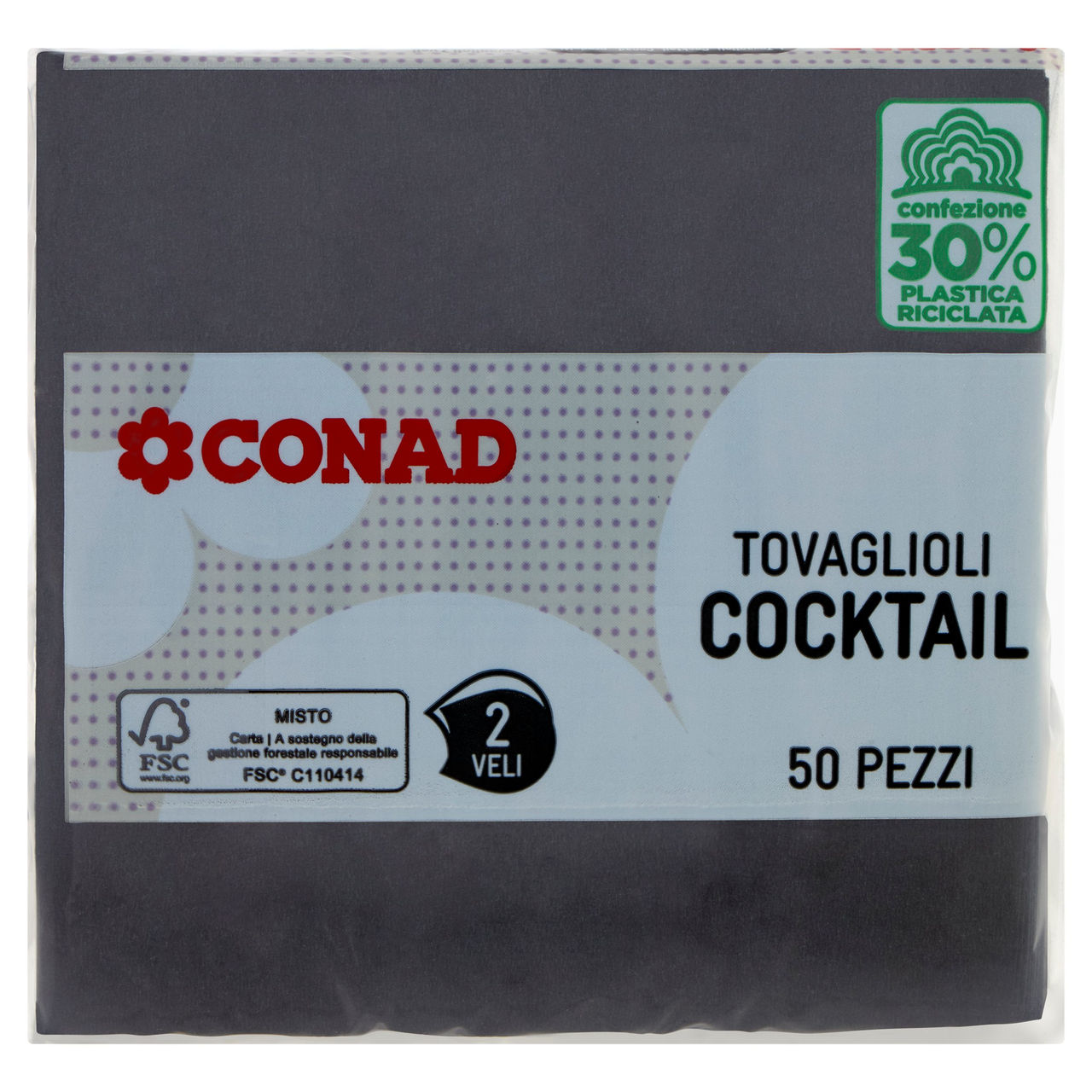 CONAD Tovaglioli Cocktail Neri 2 Veli 50 pz