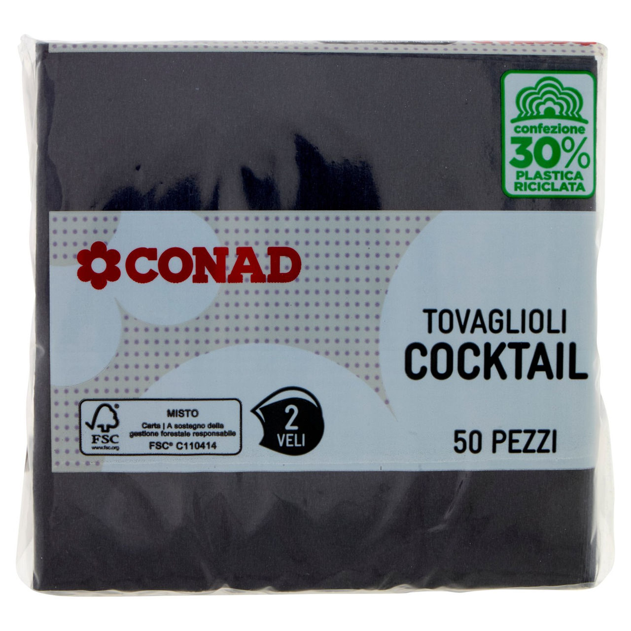 CONAD Tovaglioli Cocktail Neri 2 Veli 50 pz
