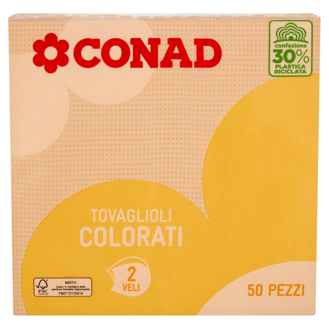 Tovaglioli gialli 2 veli 50 pz Conad