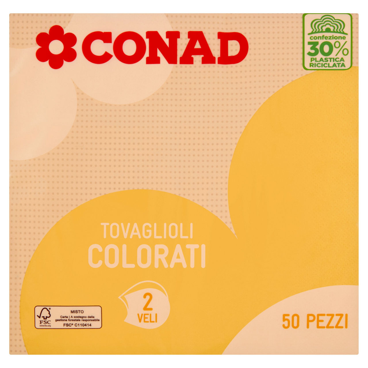 Tovaglioli gialli 2 veli 50 pz Conad