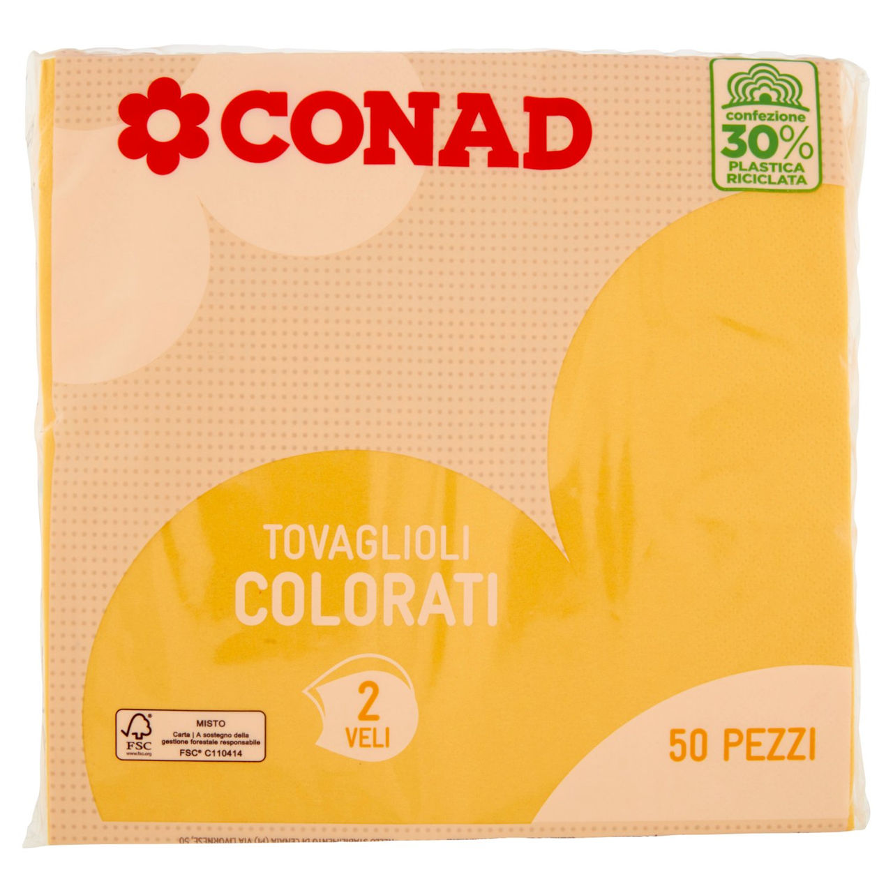 Tovaglioli gialli 2 veli 50 pz Conad