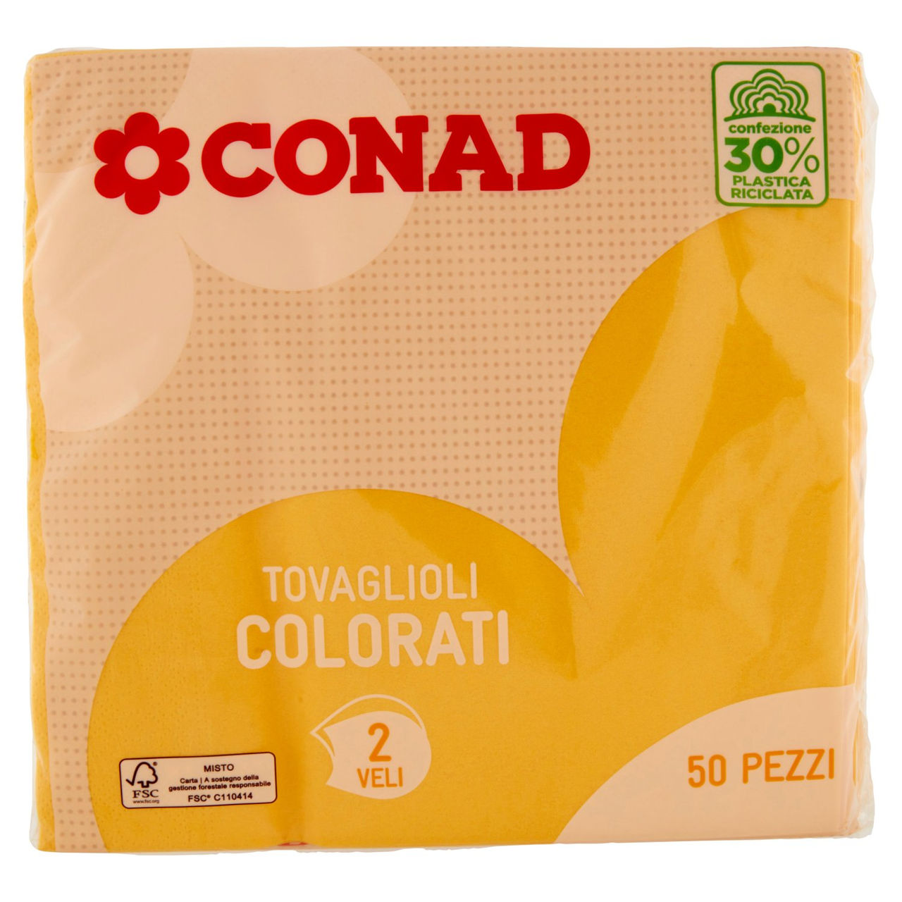 Tovaglioli gialli 2 veli 50 pz Conad