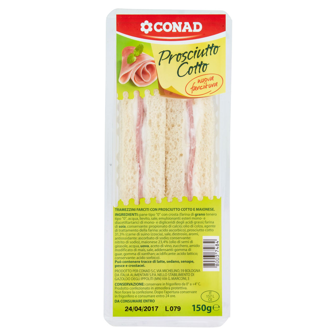 Tramezzini Prosciutto Cotto 150 g Conad