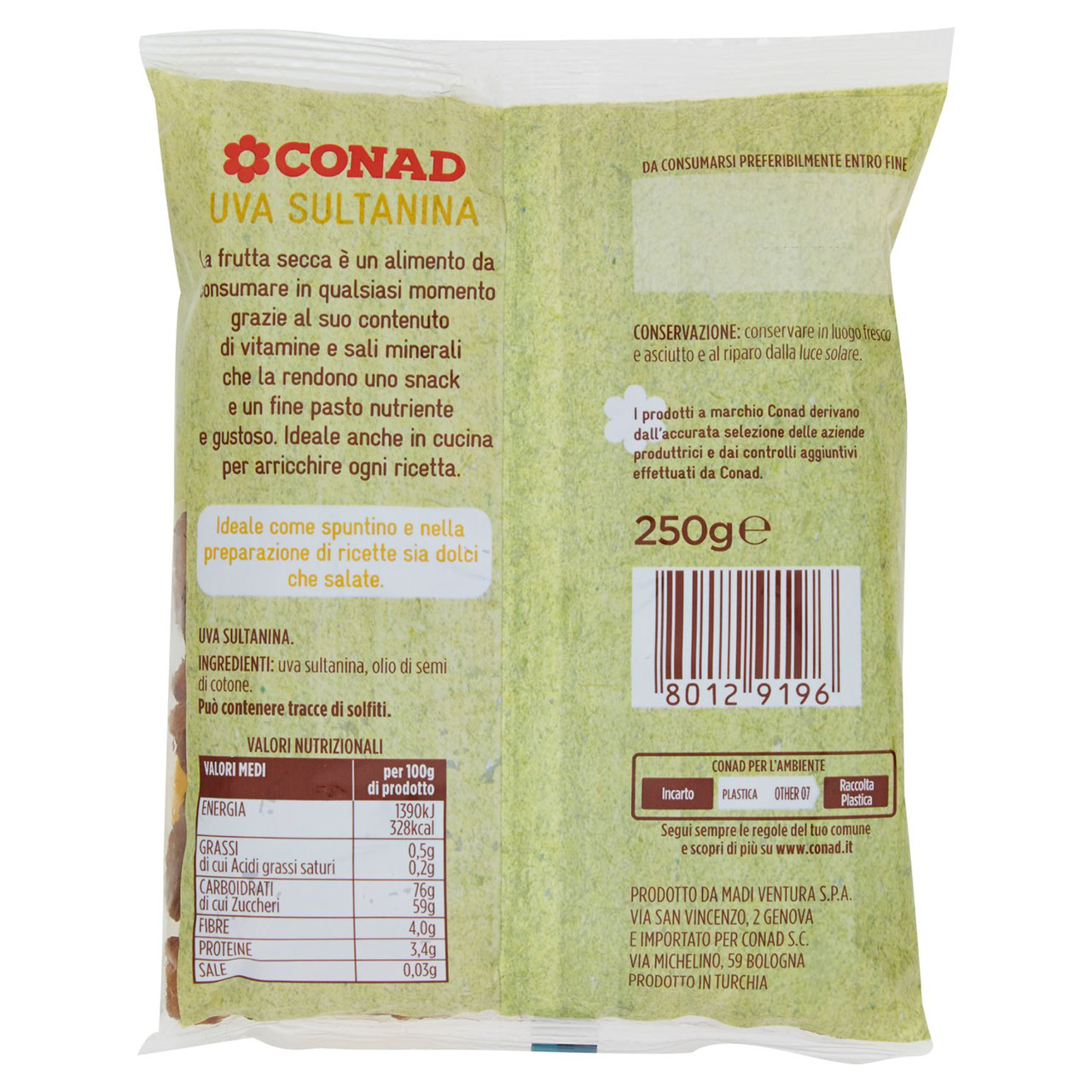 Uva Sultanina 250 g Conad in vendita online