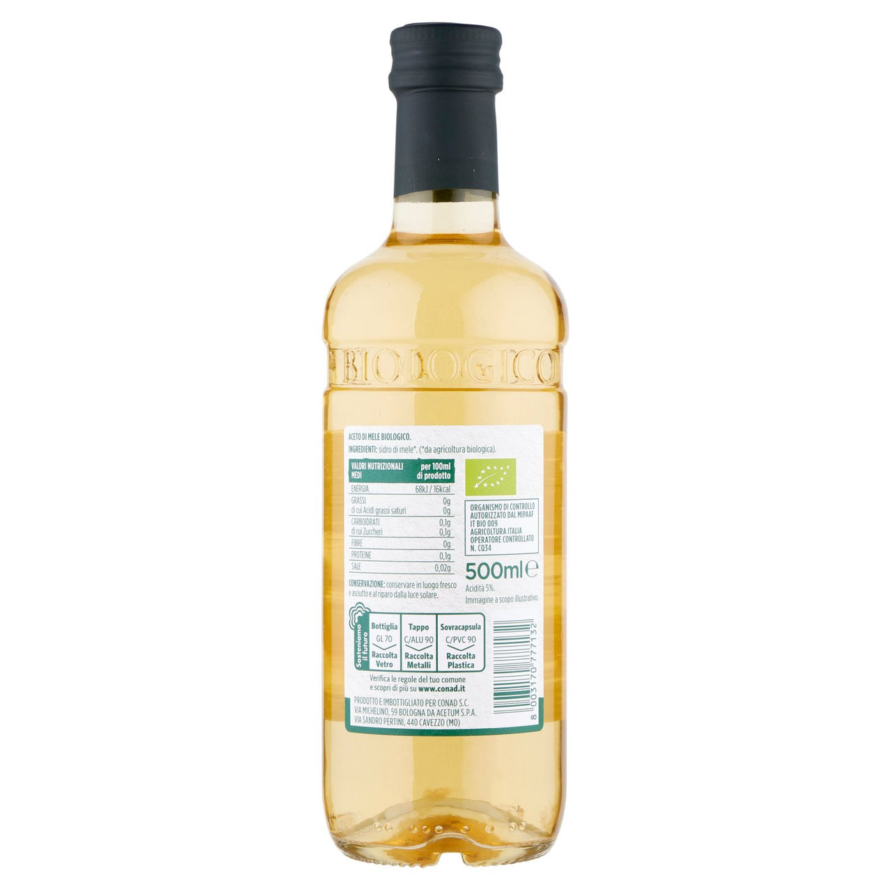 Bio Aceto di Mele Biologico 500ml Conad