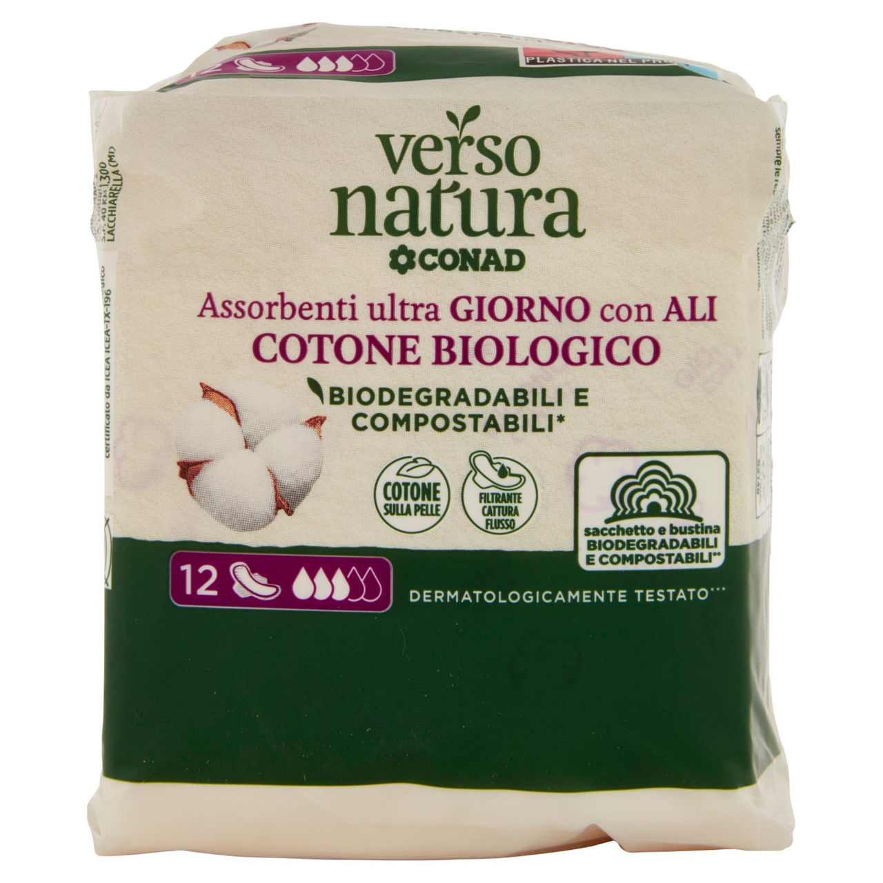 CONAD VERSO NATURA Assorbenti ultra Giorno con Ali Cotone Biologico 12 pz