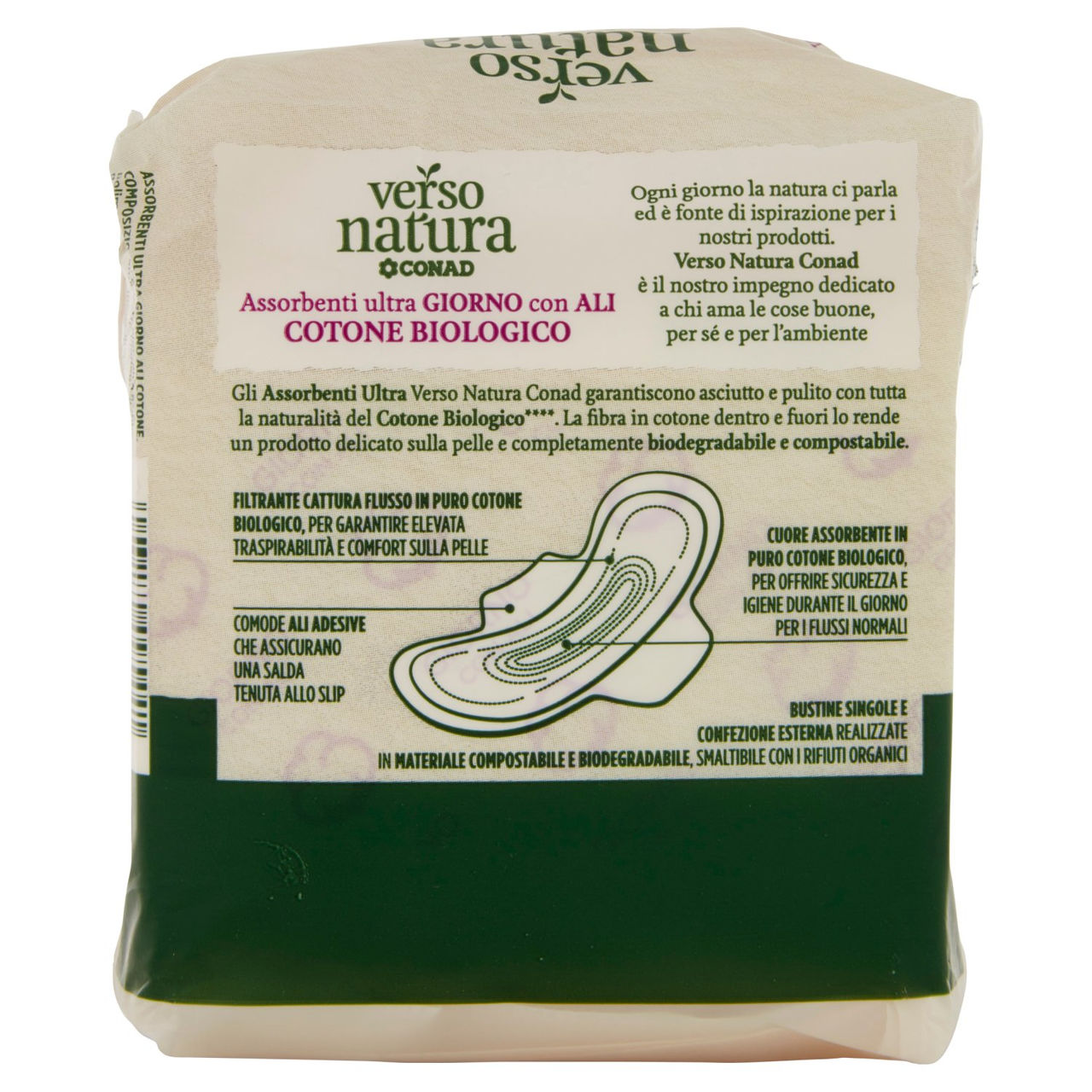 CONAD VERSO NATURA Assorbenti ultra Giorno con Ali Cotone Biologico 12 pz