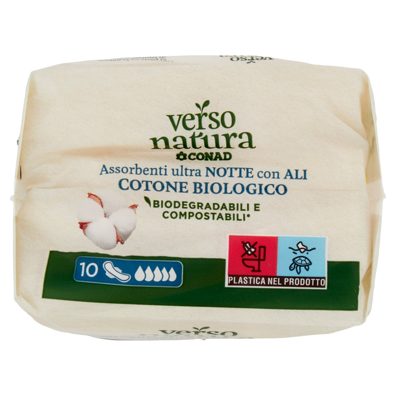 CONAD VERSO NATURA Assorbenti ultra Notte con Ali Cotone Biologico 10 pz