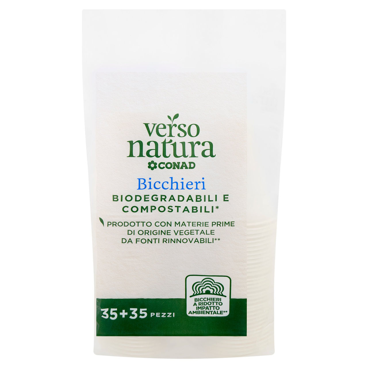 CONAD VERSO NATURA Bicchieri Biodegradabili e Compostabili* 35 35 pz