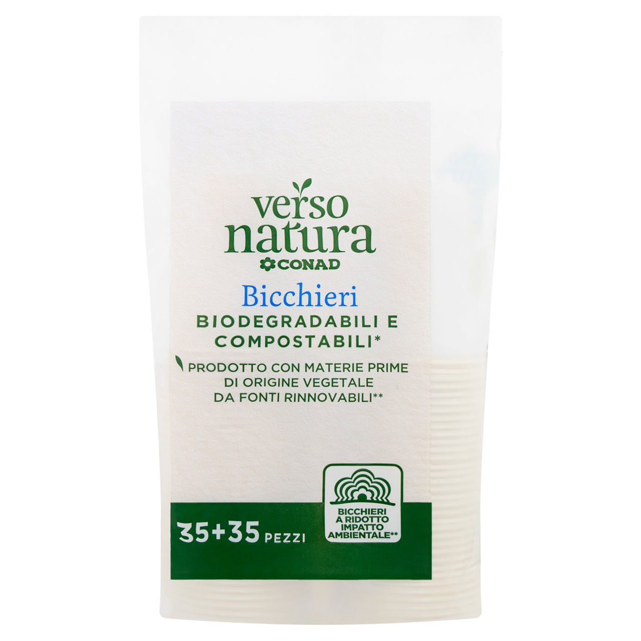 CONAD VERSO NATURA Bicchieri Biodegradabili e Compostabili* 35 35 pz