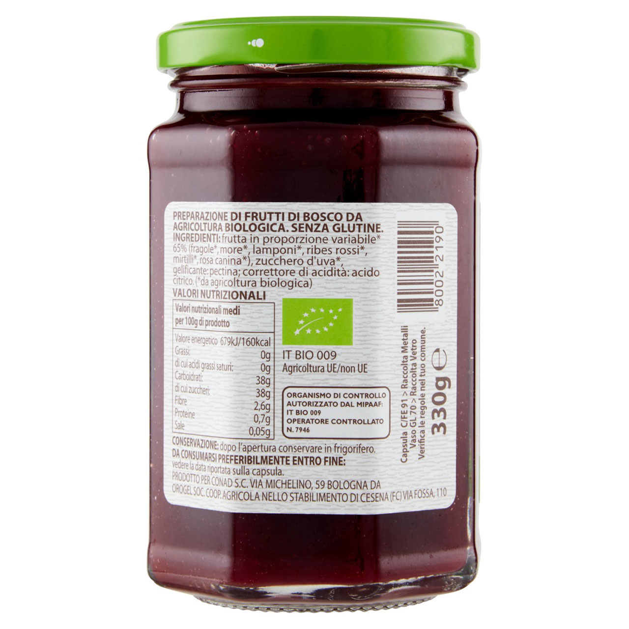 Marmellata Frutti di Bosco Biologici 330g Conad