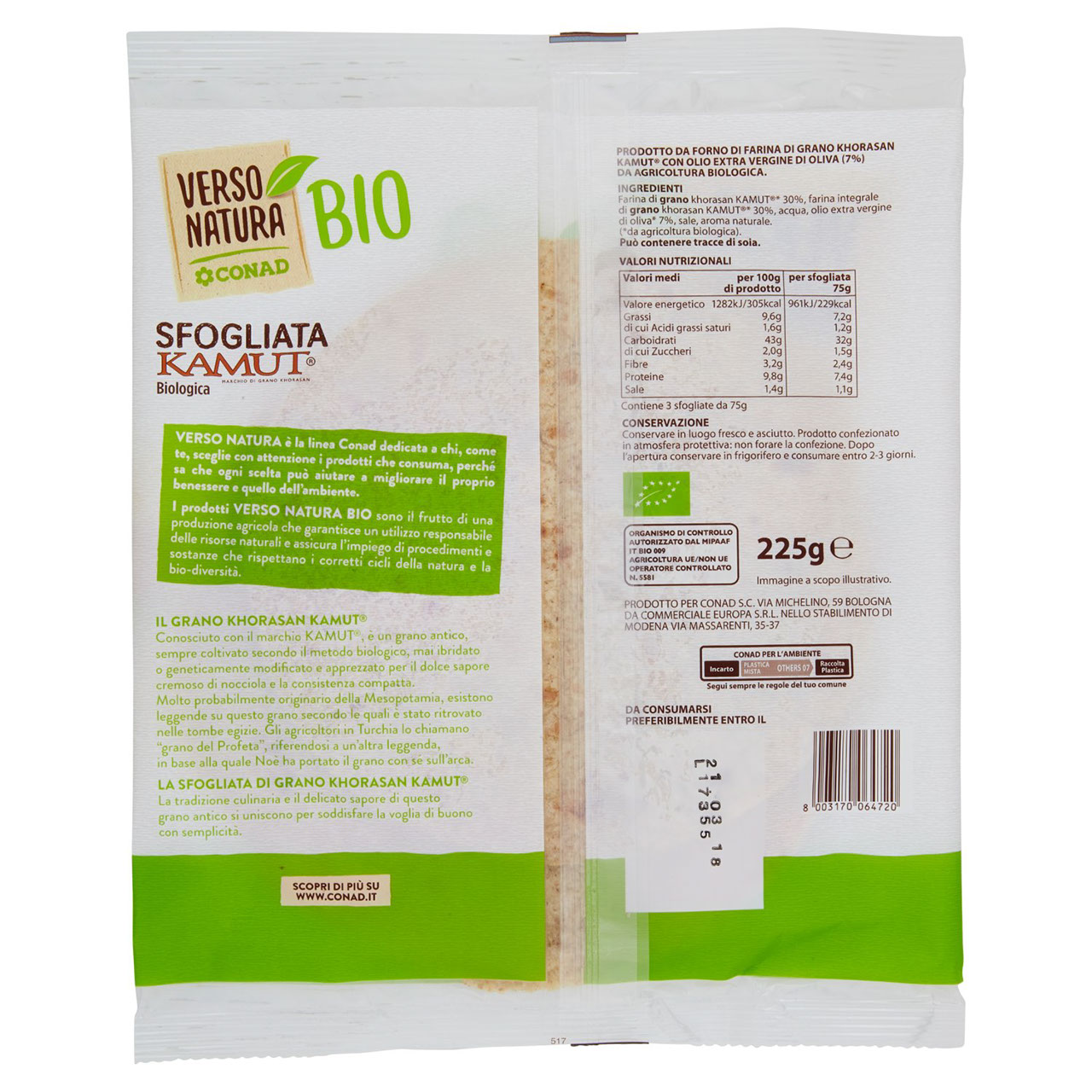 Sfogliata Kamut Biologica 225 g Conad online