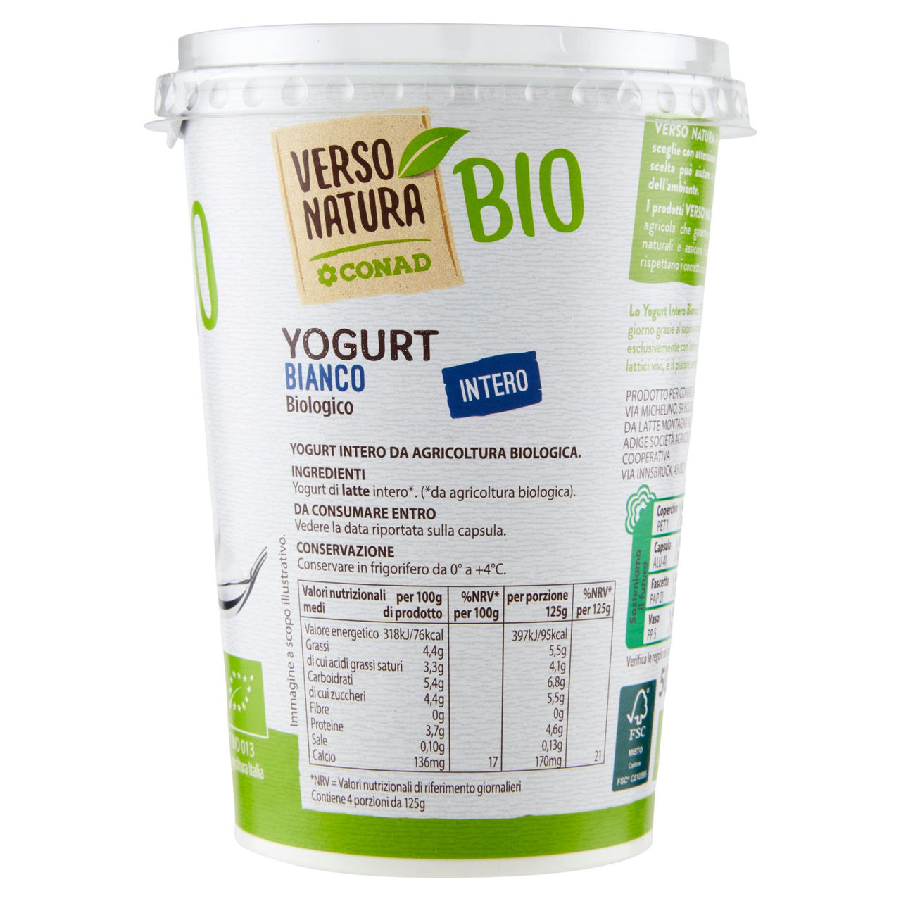 Yogurt Bianco Biologico Intero 500 g Conad online