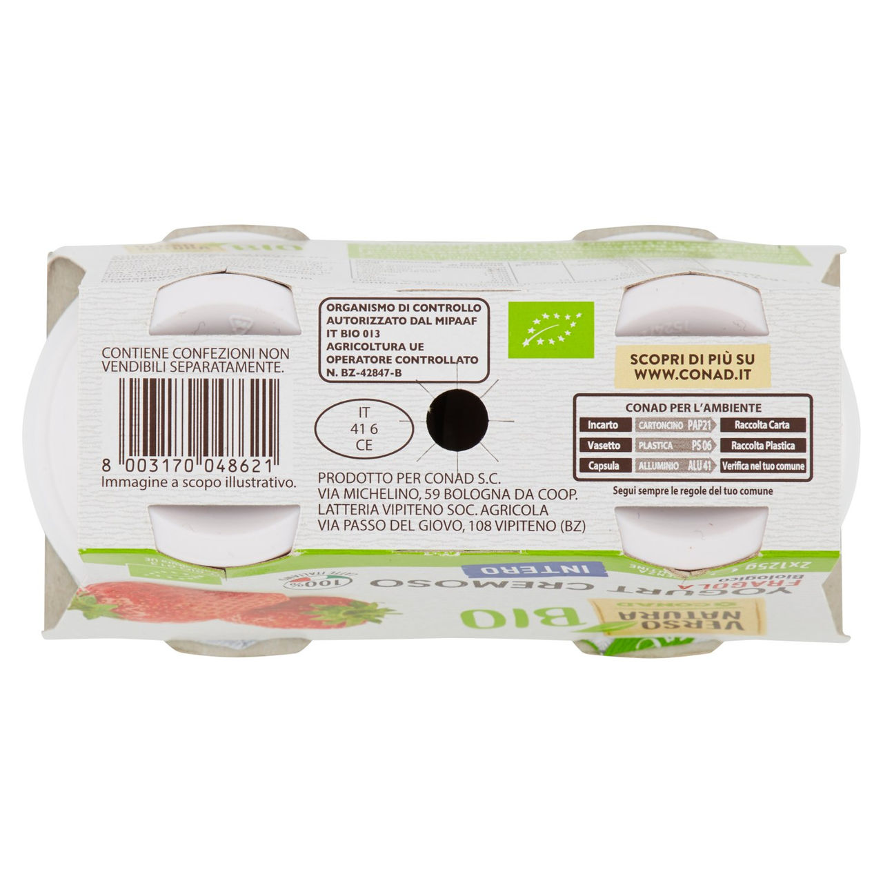 Yogurt Biologico Fragola 2x125g Conad