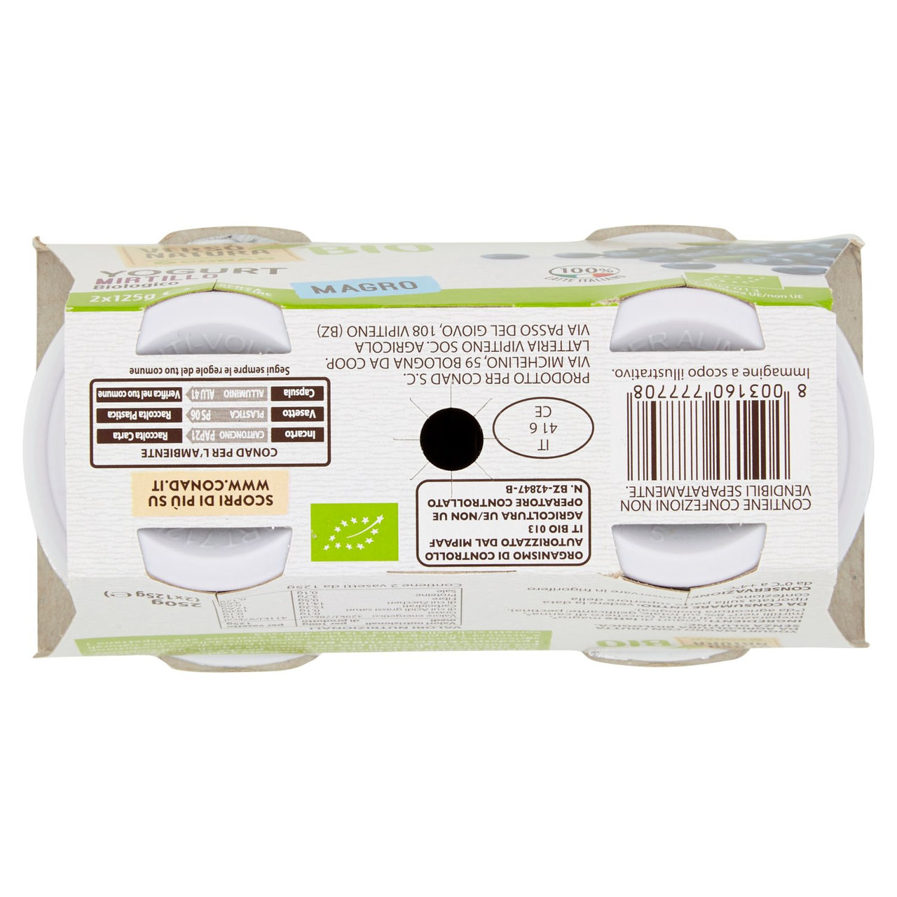 Bio Yogurt Magro Mirtillo Biologico 2x125g Conad