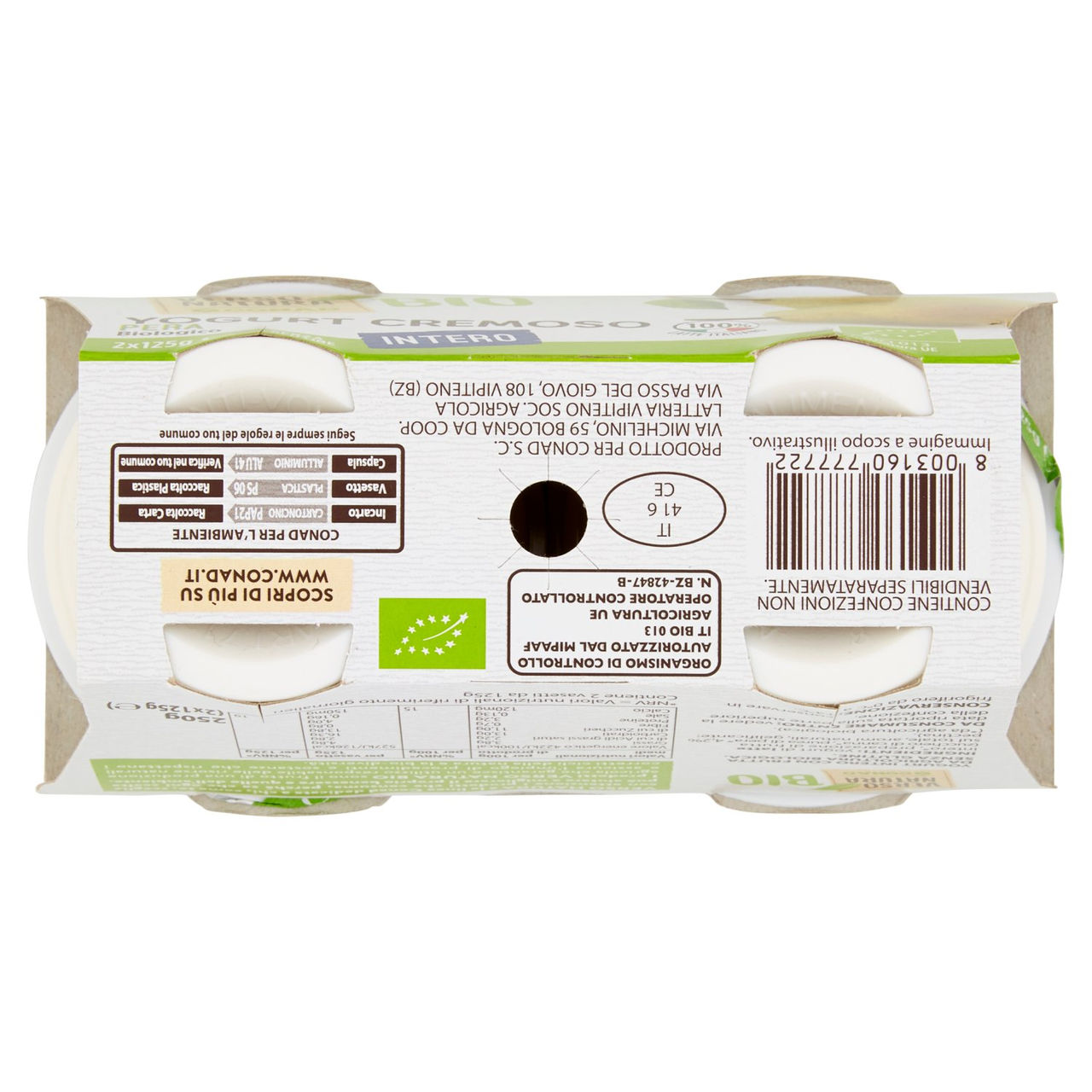 Bio Yogurt Intero Biologico alla Pera 2x125g Conad