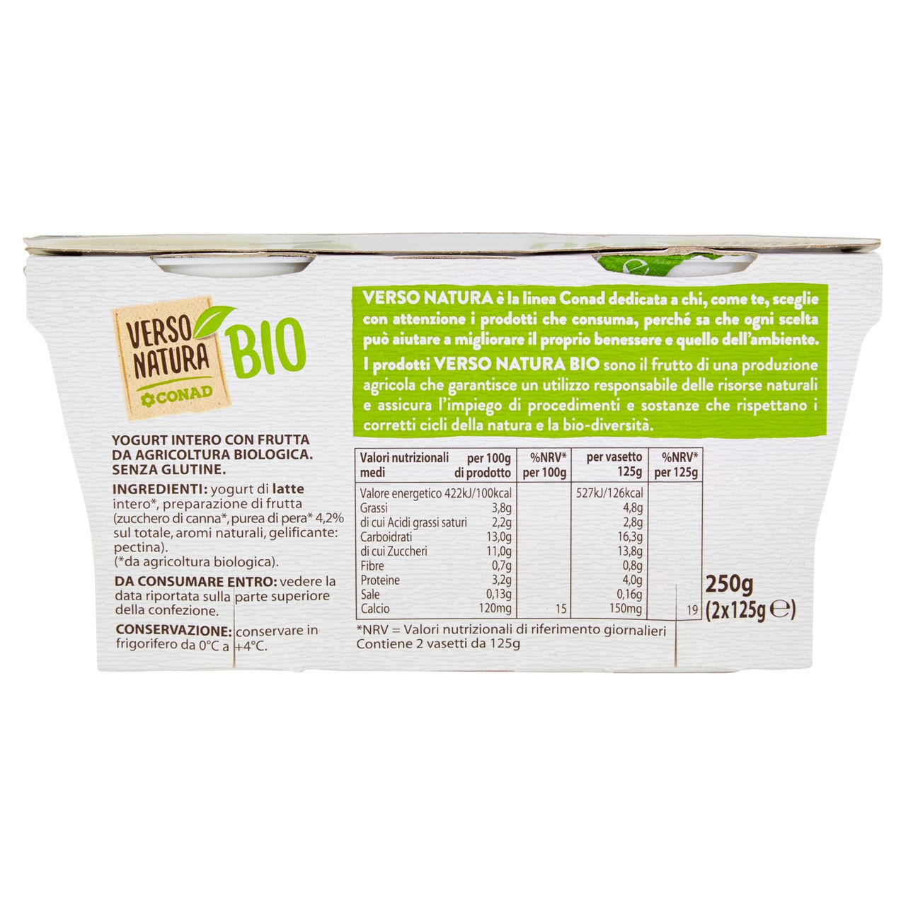 Bio Yogurt Intero Biologico alla Pera 2x125g Conad