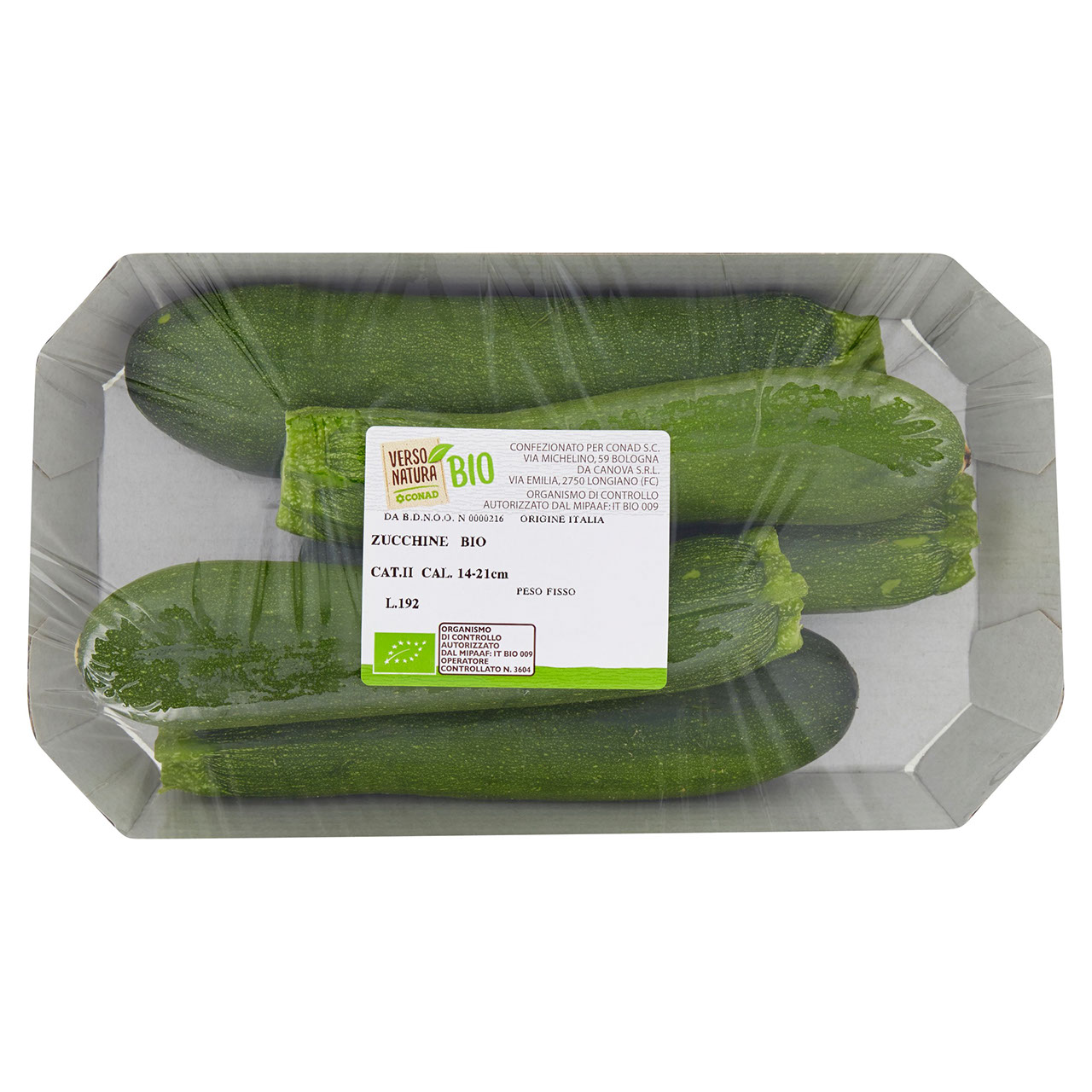 CONAD VERSO NATURA Bio Zucchine Bio Italia cal. 14-21 cm 0,700 kg