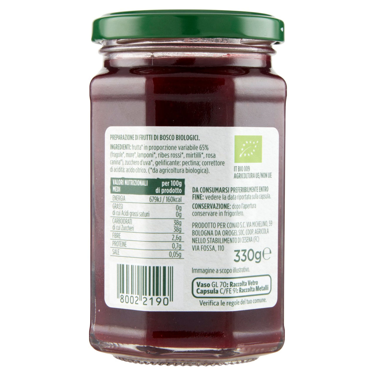 Marmellata Frutti di Bosco Biologici 330g Conad