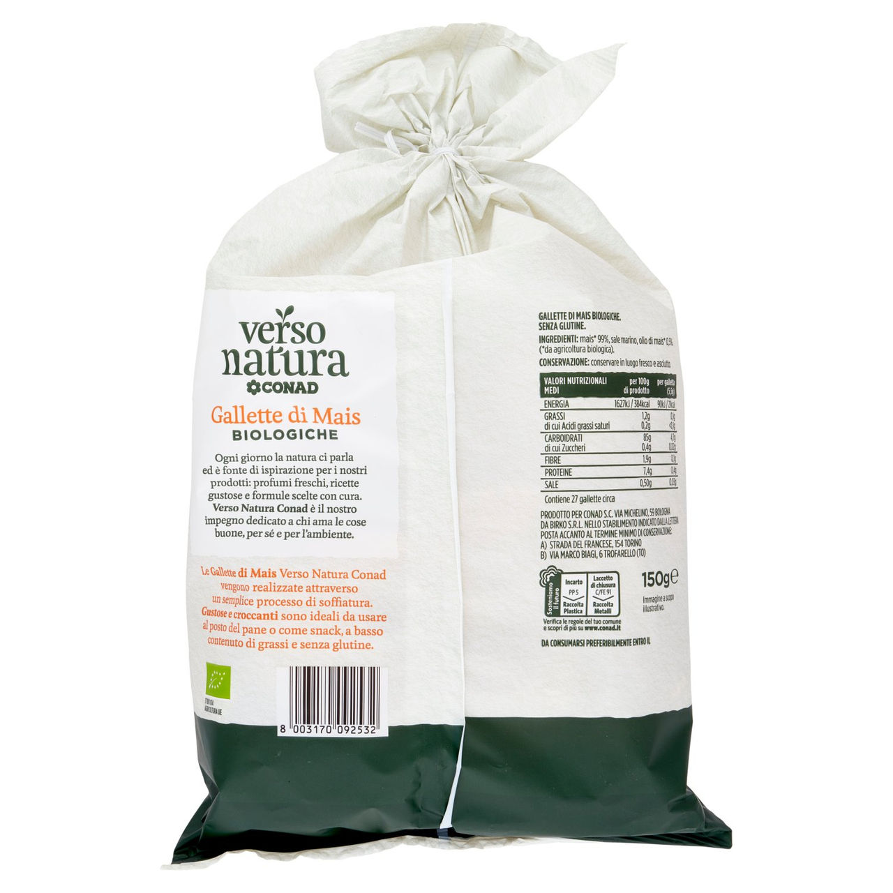 CONAD VERSO NATURA Gallette di Mais Biologiche 150 g