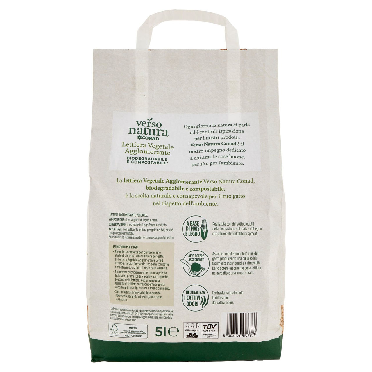 CONAD VERSO NATURA Lettiera Vegetale Agglomerante 5 l