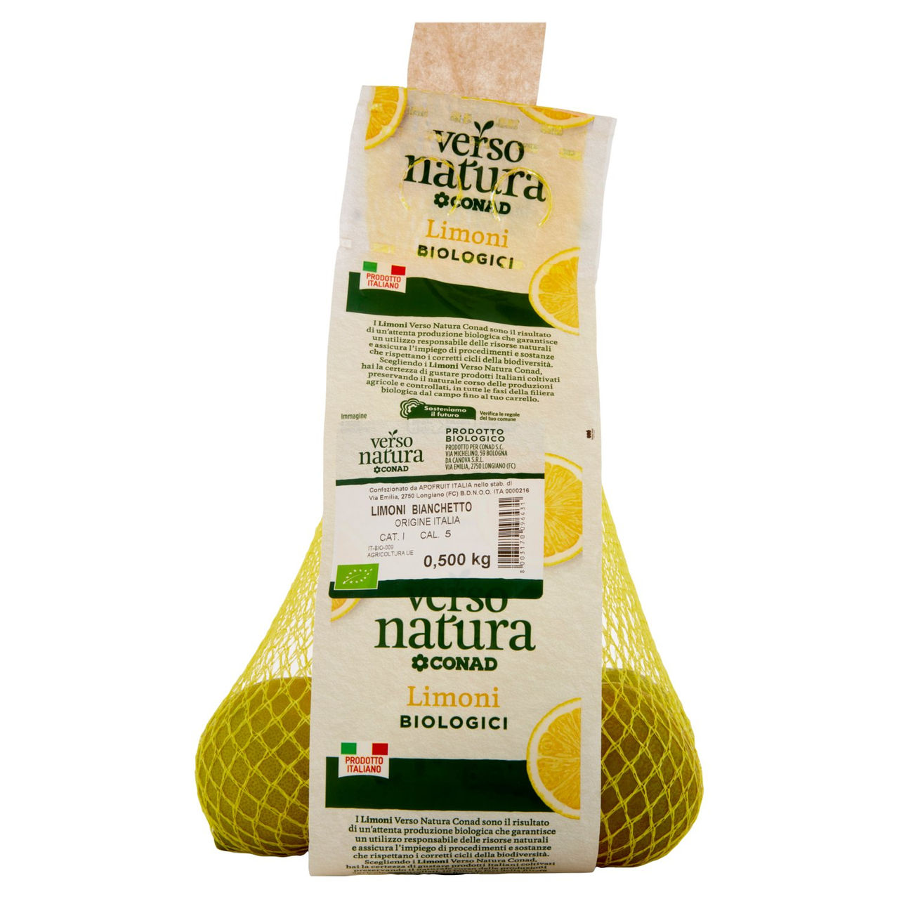 CONAD VERSO NATURA Limoni biologici Bianchetto Italia Cal. 5 0,500 kg
