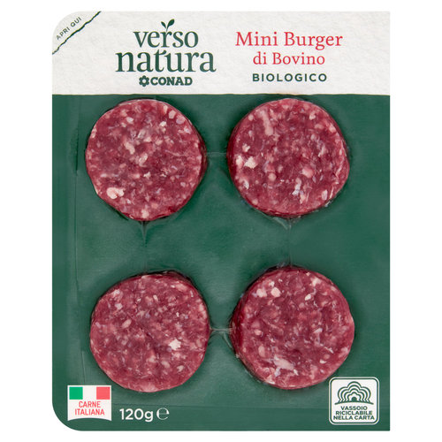 CONAD VERSO NATURA Mini Burger Bovino Adulto Biologico 120 g