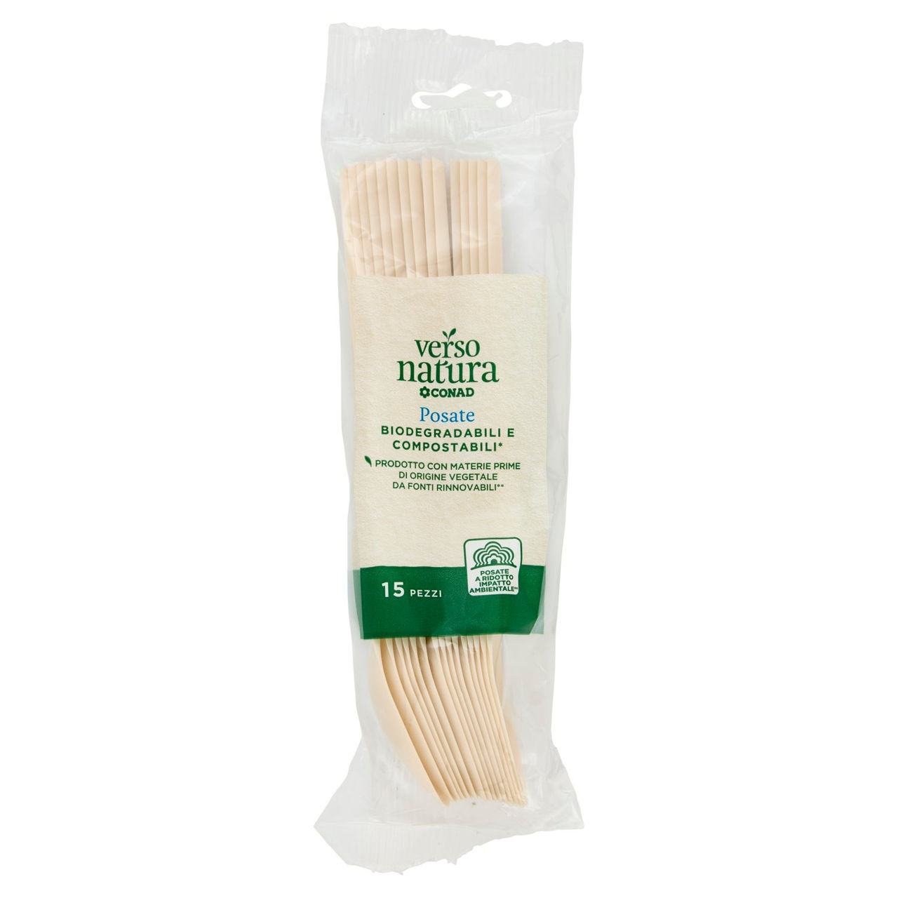 CONAD VERSO NATURA Posate Biodegradabili e Compostabili* Cucchiai 15 pz
