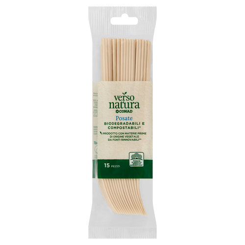 CONAD VERSO NATURA Posate Biodegradabili e Compostabili* Forchette 15 pz