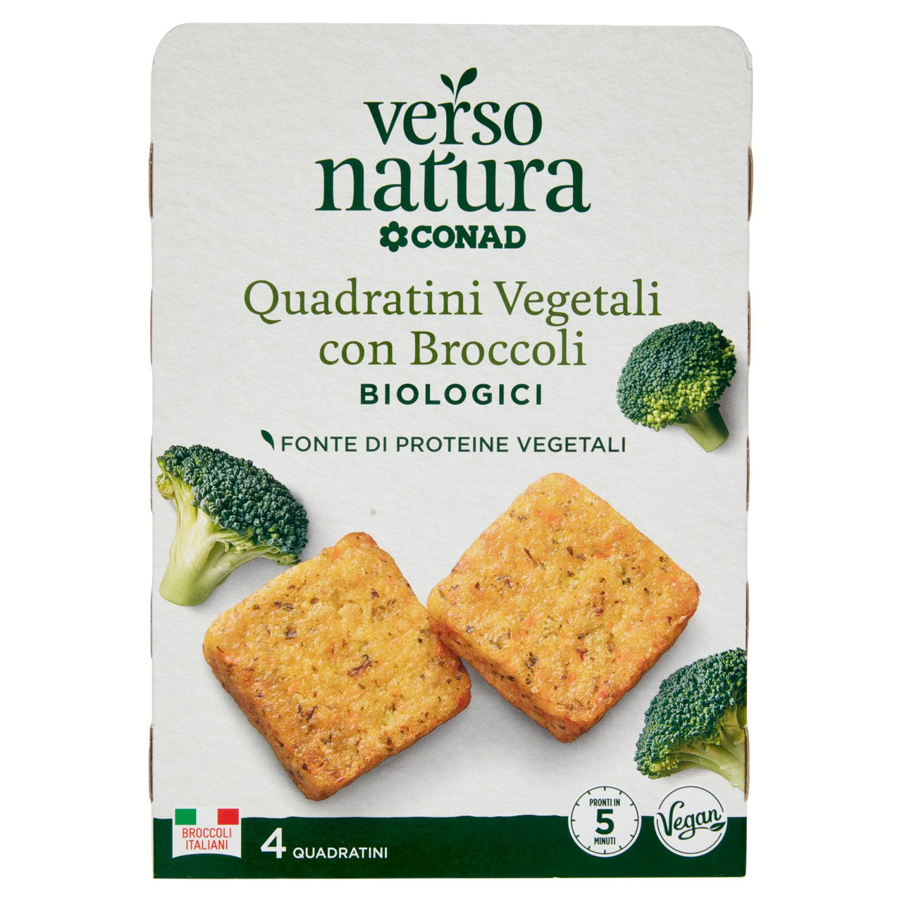 CONAD VERSO NATURA Quadratini Vegetali con Broccoli Biologici 4 Quadratini 160 g