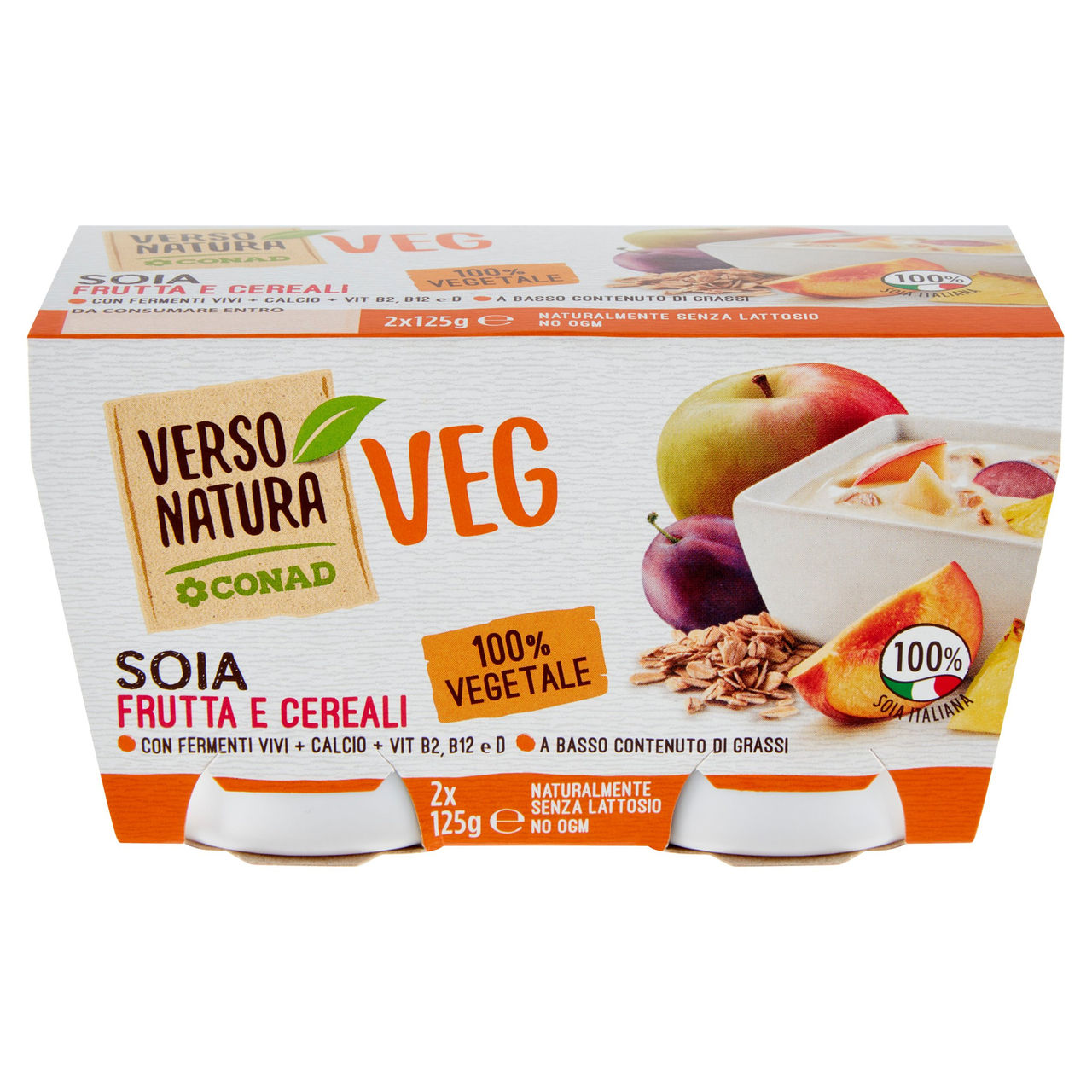 Yogurt Veg Soia Frutta e Cereali 2x125 g Conad