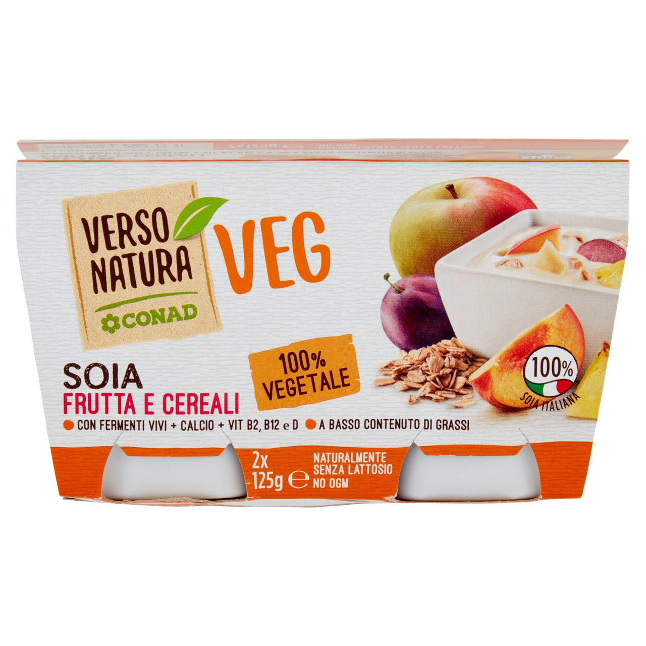 Yogurt Veg Soia Frutta e Cereali 2x125 g Conad