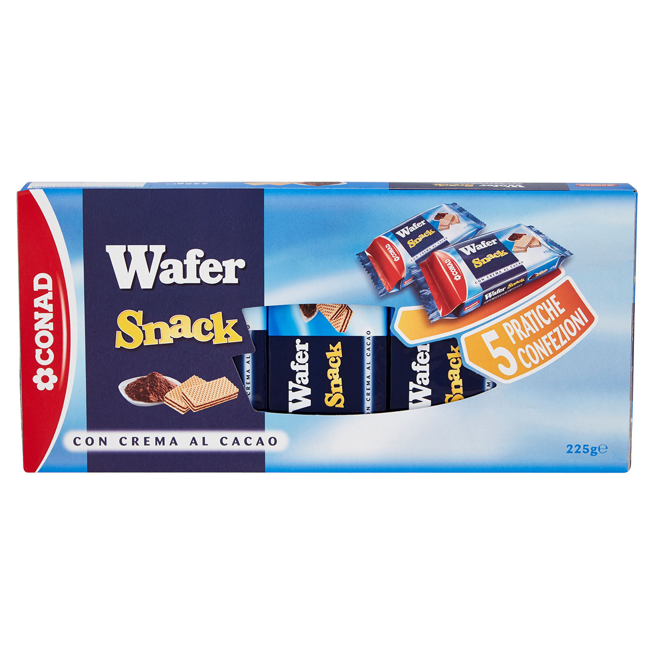 Wafer Snack con Crema al Cacao 225 g Conad online