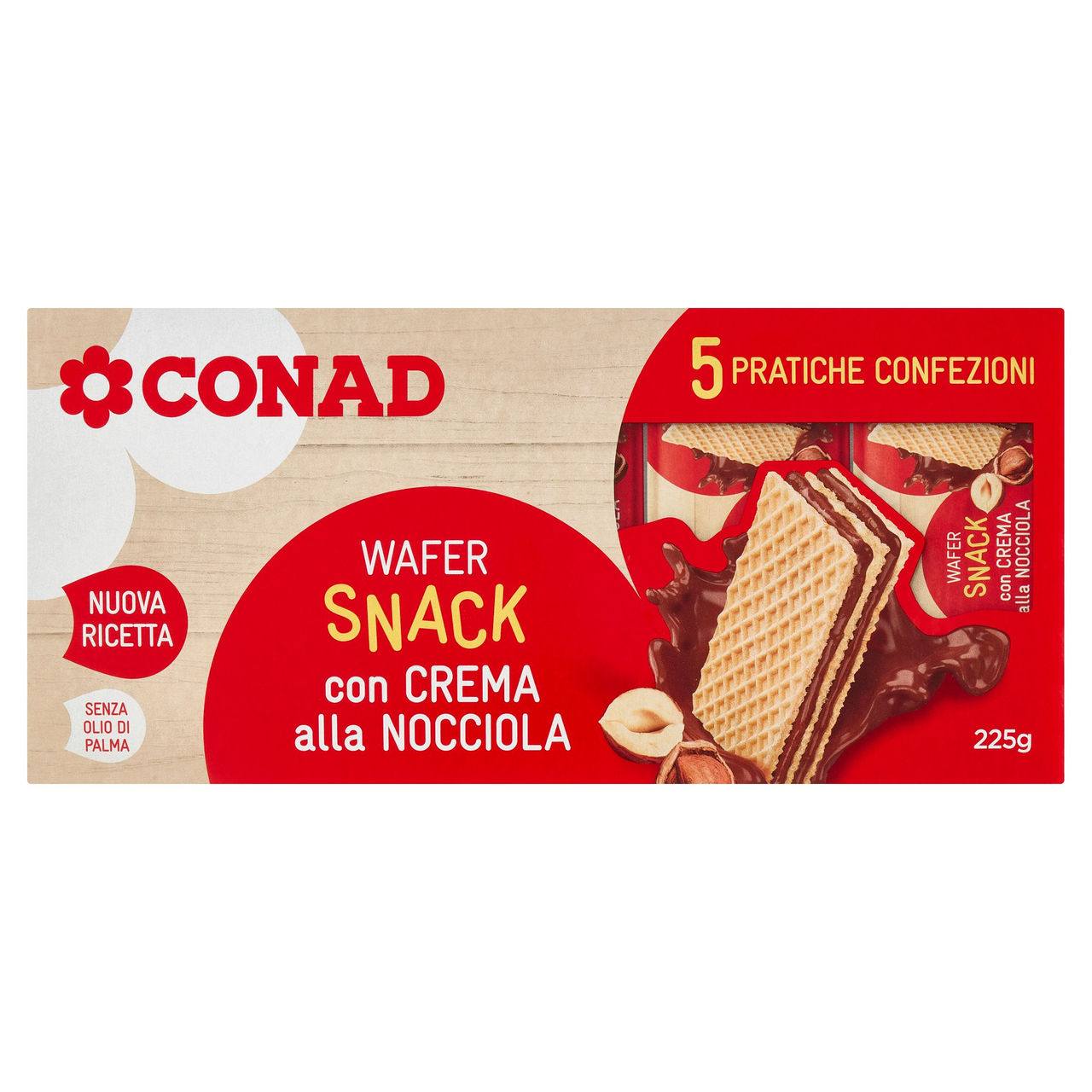 Wafer Crema alla Nocciola 5 x 45 g Conad online