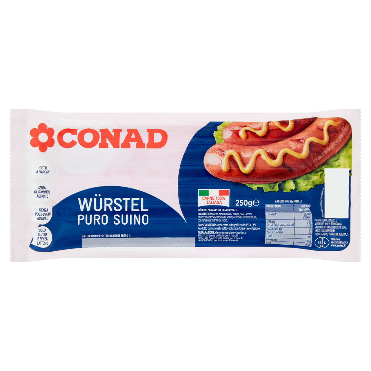 Würstel Puro Suino 250 g Conad in vendita online