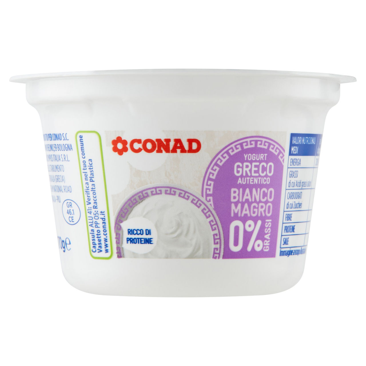 Yogurt Greco Bianco Magro 0% Grassi 170 g Conad