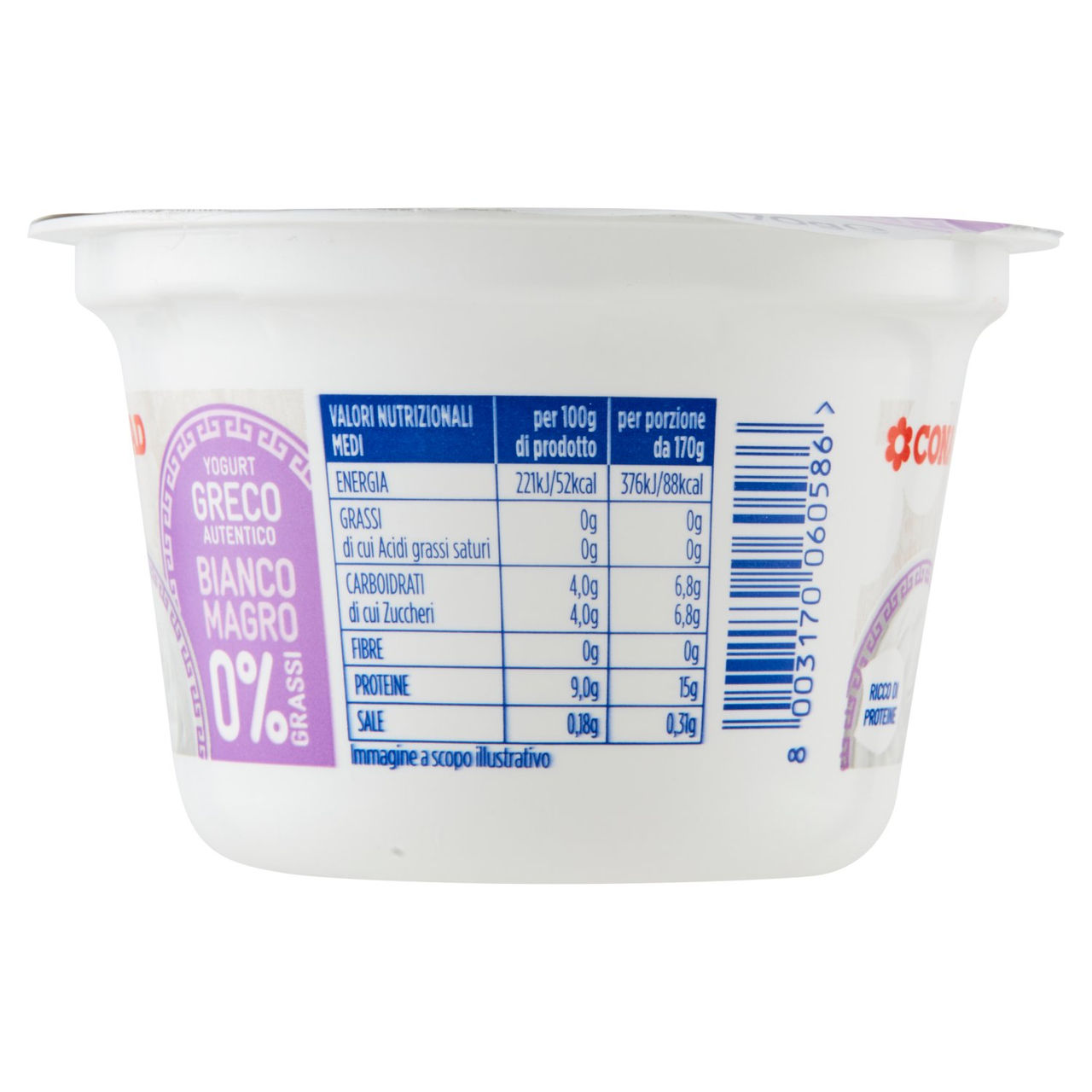 Yogurt Greco Bianco Magro 0% Grassi 170 g Conad