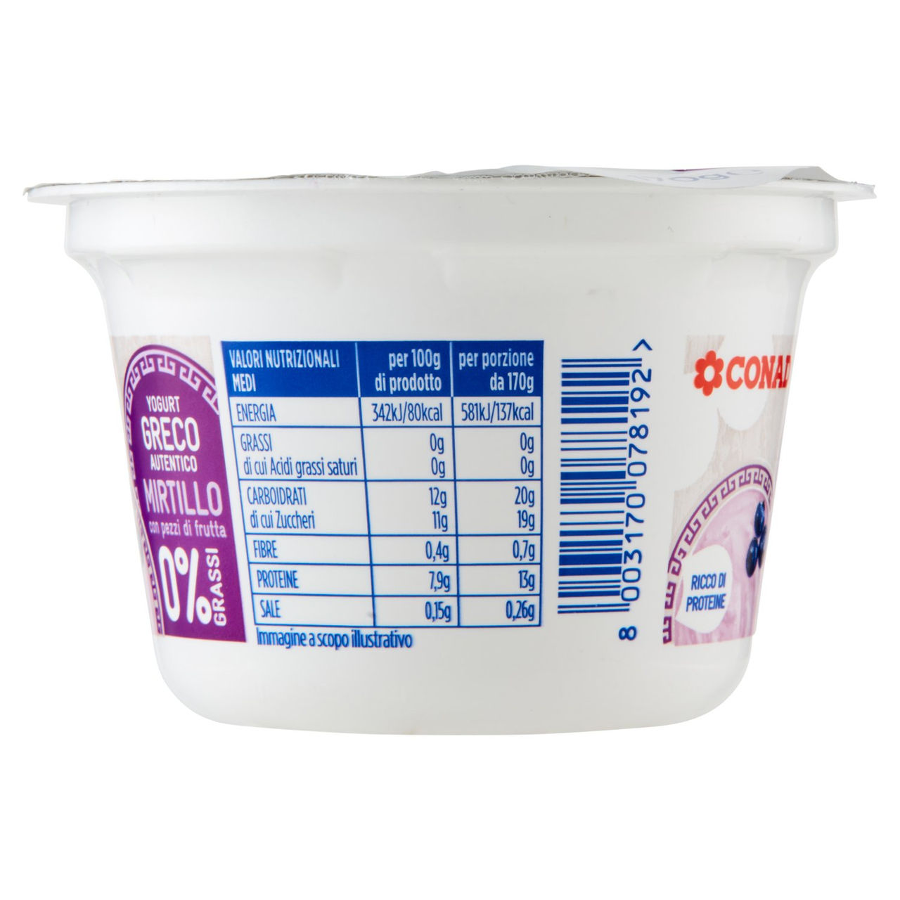 Yogurt Greco Mirtillo 0% di Grassi 170g Conad