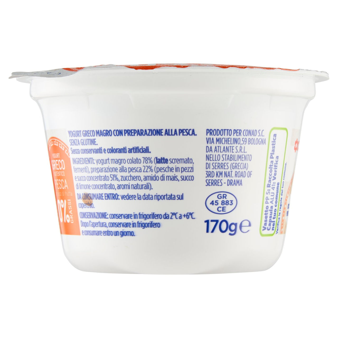 Yogurt Greco Autentico Pesca 0% Grassi 170 g