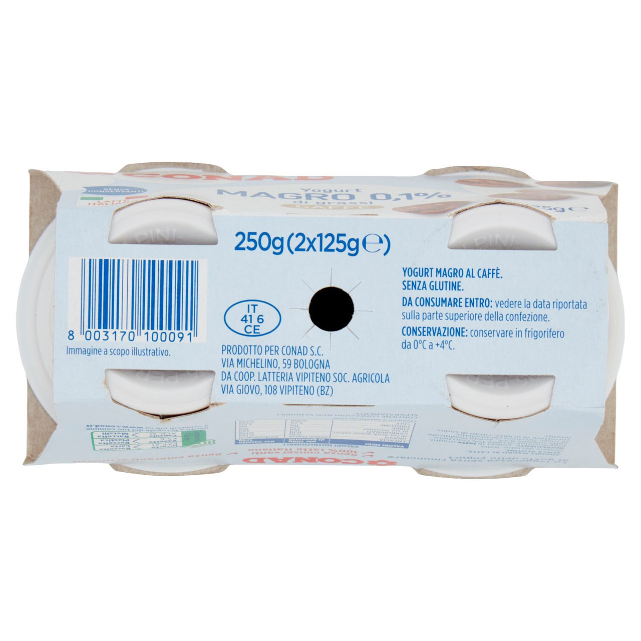 CONAD Yogurt Magro 0,1% di grassi Caffè 2 x 125 g