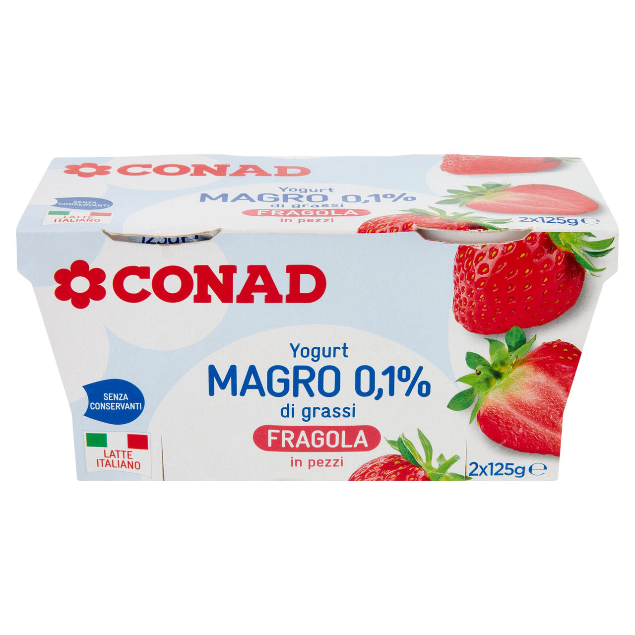 CONAD Yogurt Magro 0,1% di grassi Fragola in pezzi 2 x 125 g