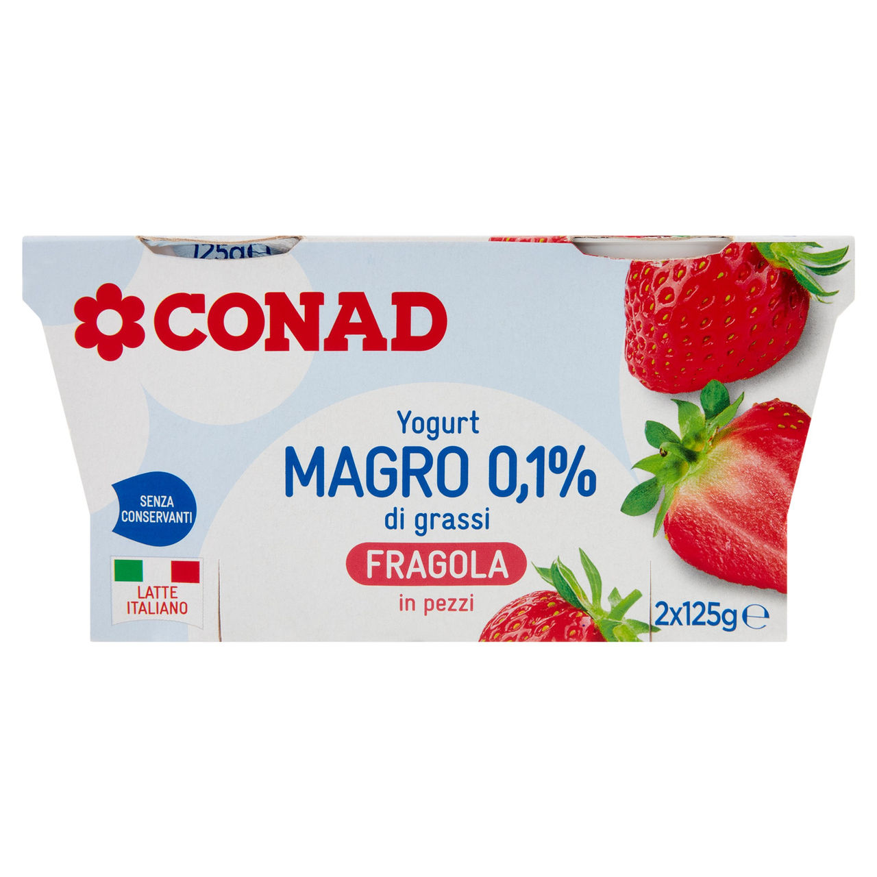 CONAD Yogurt Magro 0,1% di grassi Fragola in pezzi 2 x 125 g