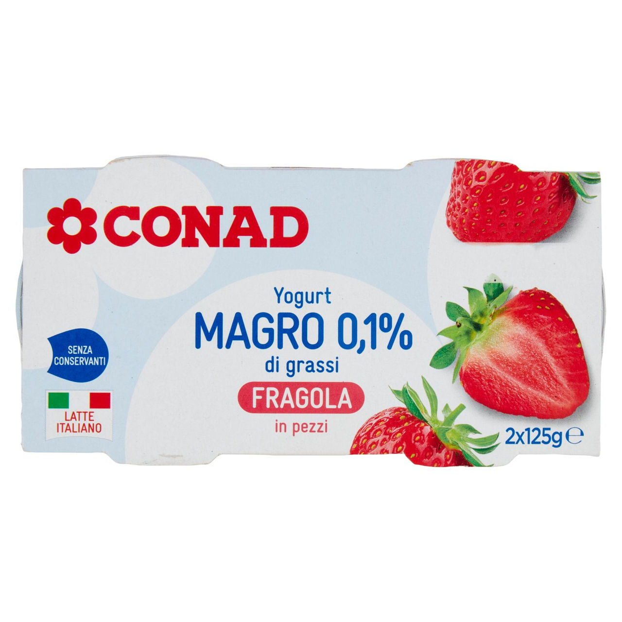 CONAD Yogurt Magro 0,1% di grassi Fragola in pezzi 2 x 125 g