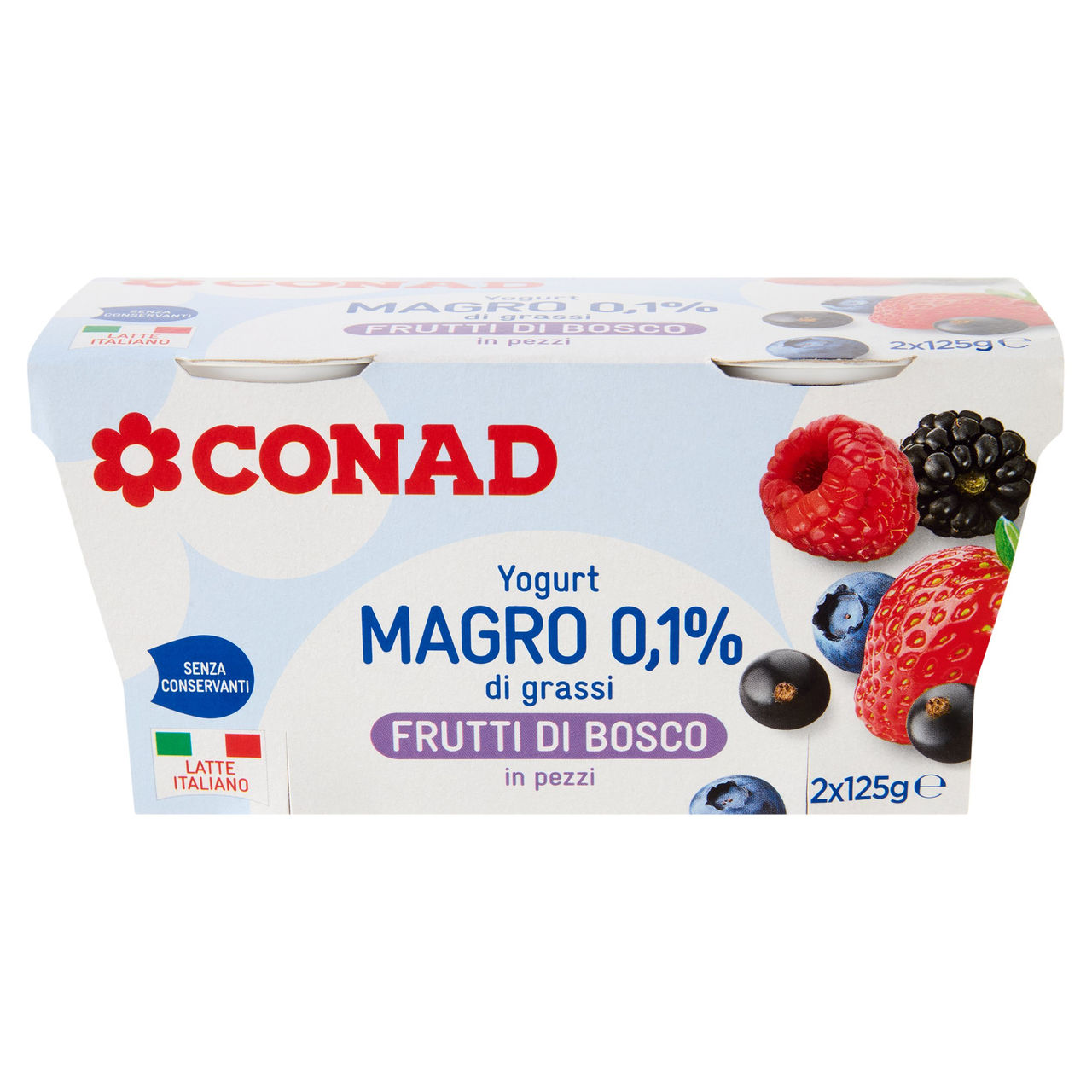 CONAD Yogurt Magro 0,1% di grassi Frutti di Bosco in pezzi 2 x 125 g