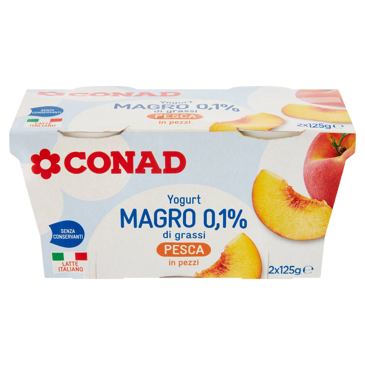 CONAD Yogurt Magro 0,1% di grassi Pesca in pezzi 2 x 125 g