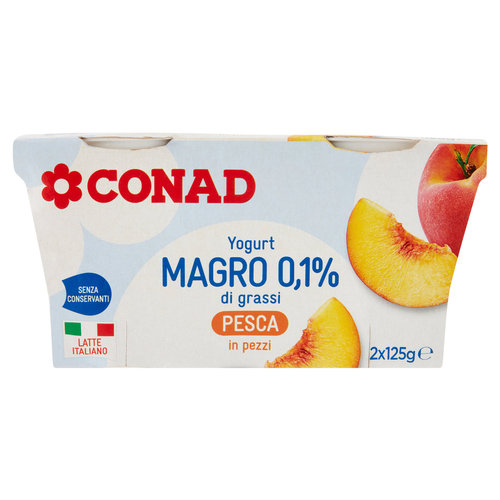 CONAD Yogurt Magro 0,1% di grassi Pesca in pezzi 2 x 125 g