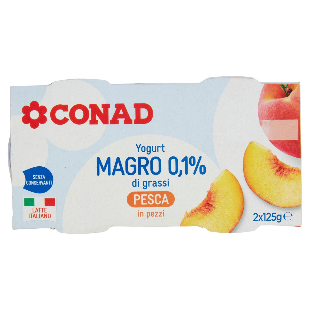CONAD Yogurt Magro 0,1% di grassi Pesca in pezzi 2 x 125 g