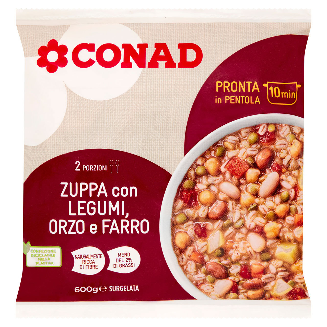 Zuppa con Legumi, Orzo e Farro Surgelata Conad