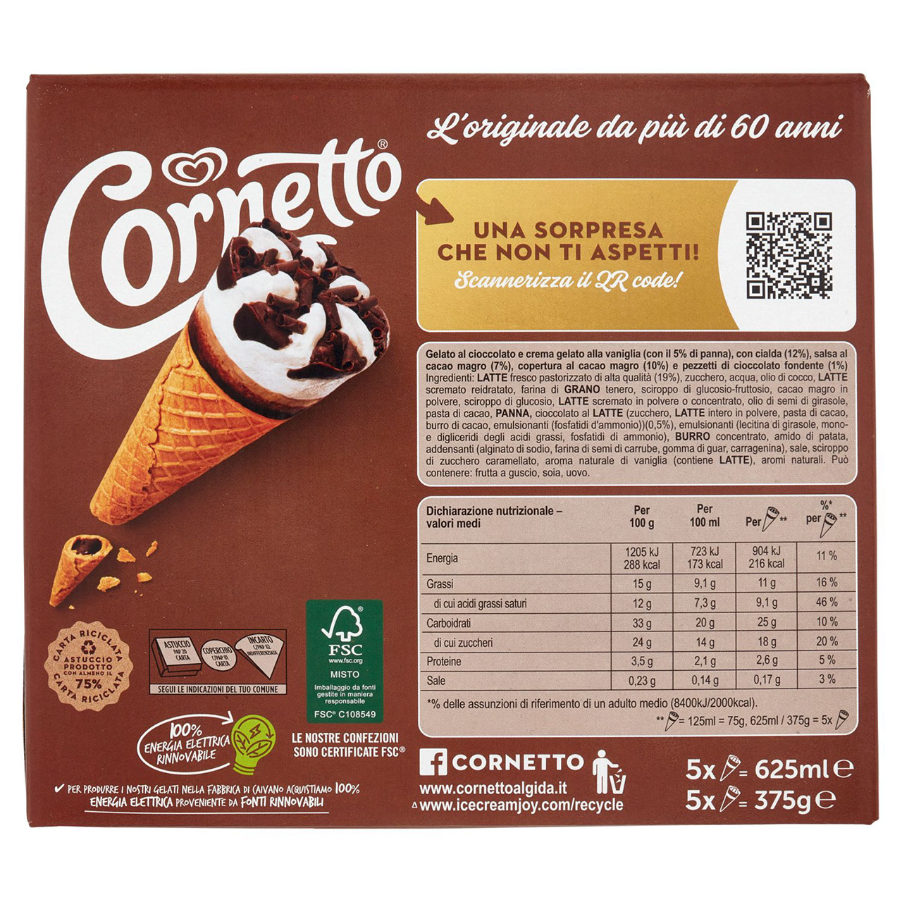 Cornetto Cioccolato 5 x 75 g